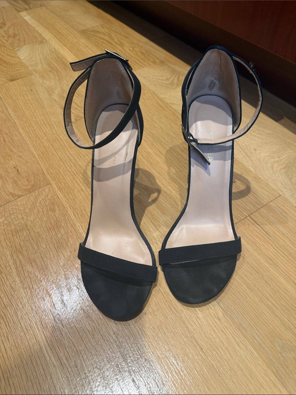 Fashion Nova Black Ankle-Strap Open-Toe Heels